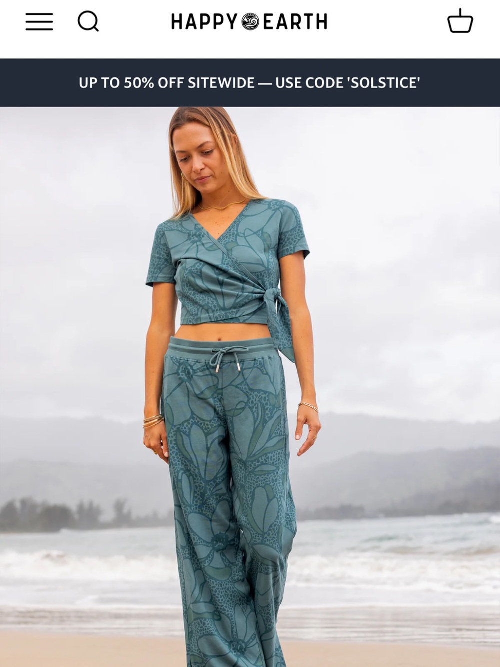 Happy Earth organic cotton set: wrap top and matching pant